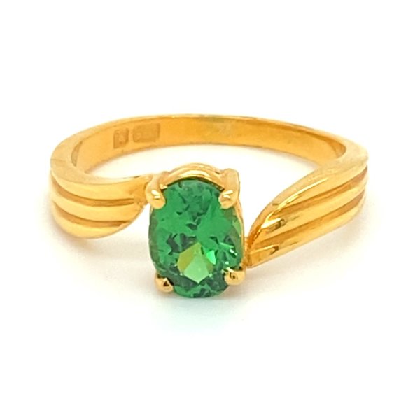 Tsavorite Garnet 1.75ct Solid 22K Yellow Gold Ring - Picture 3 of 7